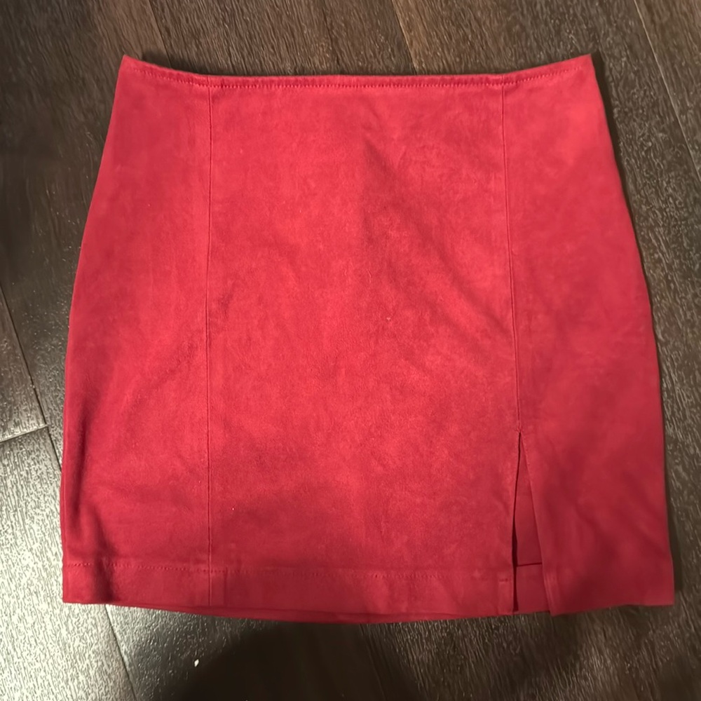 Forever 21 red suede skirt with slit